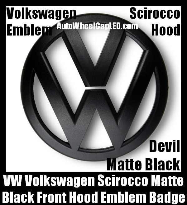 VW Volkswagen Scirocco Matte Devil Black Front Hood Emblem Badge 11cm