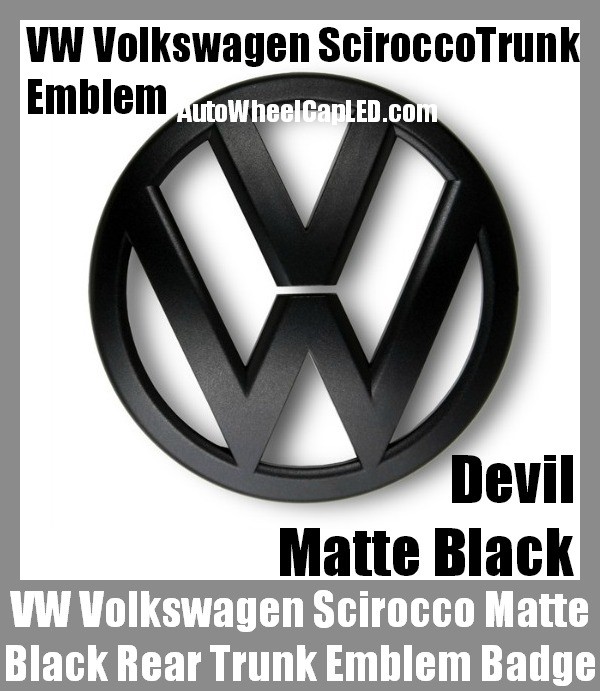 VW Volkswagen Scirocco Matte Devil Black Rear Trunk Emblem Badge 9cm