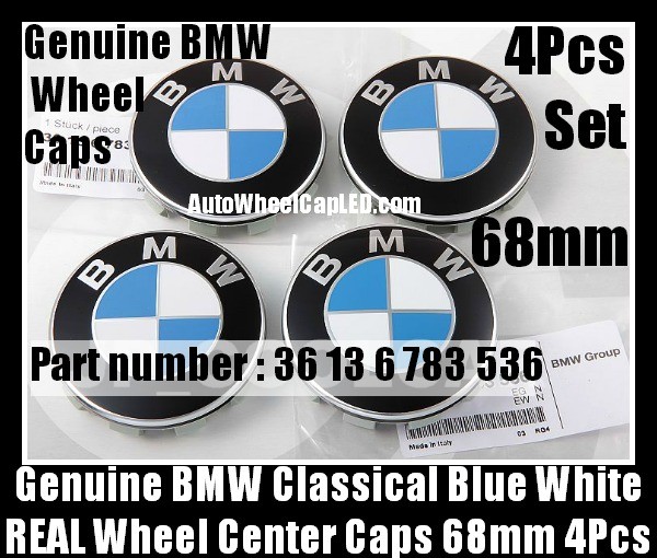 Genuine BMW Classical Blue White Wheel Center Caps 68mm 36136783536 4Pcs Emblems Roundels Badges Made in Germany
