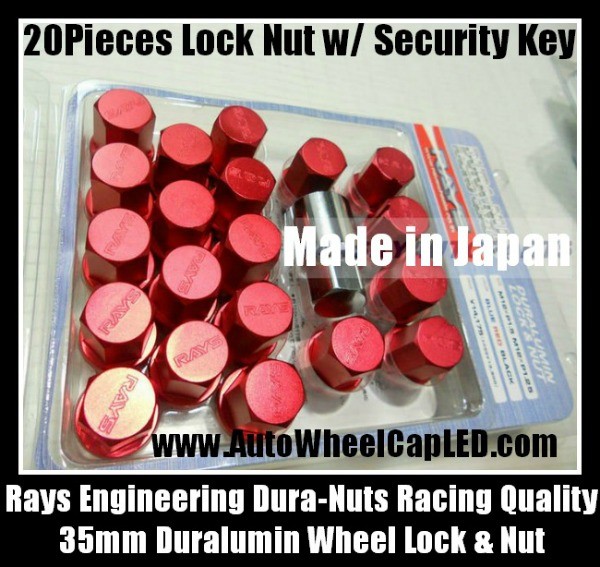 Rays Volk Racing Red Hot Lock Lug Dura Nuts Duralumin Wheels Rims 35mm M12x P1.5 P1.25 Pitch Rims Forged Japan Engineering