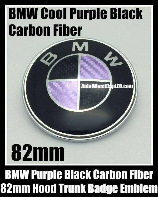 BMW Purple Black Carbon Fiber Hood Trunk Emblem 82mm Bonnet Boot Roundel Badge