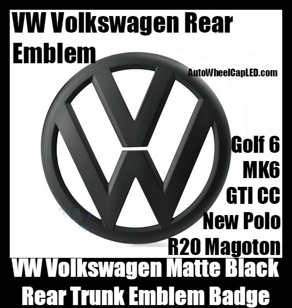 VW Volkswagen Matte Devil Black Rear Trunk Emblem Boot Badge Golf 6 MK6 GTI GTIs CC New Polo R20 Magoton