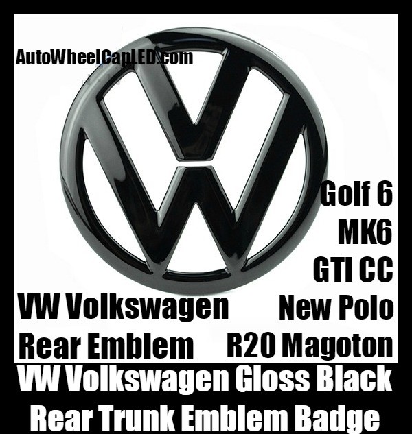 VW Volkswagen Gloss Devil Black Rear Trunk Emblem Boot Badge Golf 6 MK6 GTI GTIs CC New Polo R20 Magoton