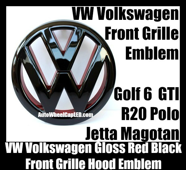 VW Volkswagen Gloss Red Black Front Grille Emblem Badge Golf 6 MK6 GTI GTIs R20 New Polo Jetta Magotan Bonnet Hood