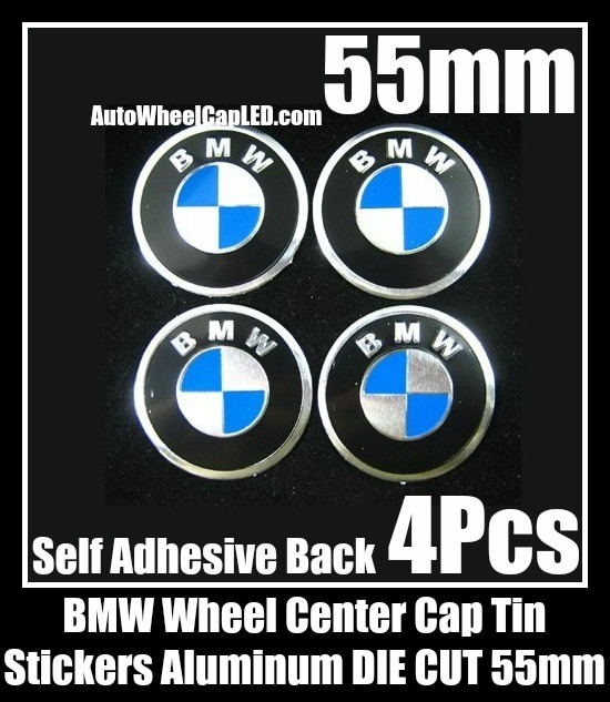 BMW Wheel Center Cap Tin Stickers Aluminum 55mm DIE CUT Roundels 3D 4Pcs Set