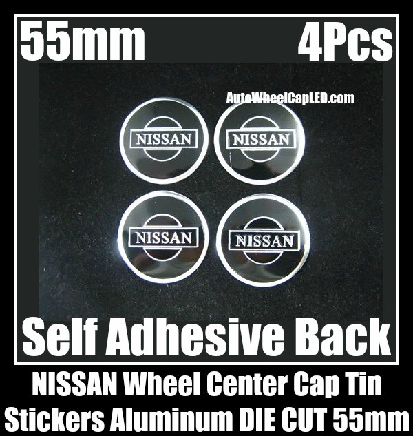 NISSAN Wheel Center Cap Tin Stickers Aluminum 55mm DIE CUT Roundels 3D 4Pcs Set