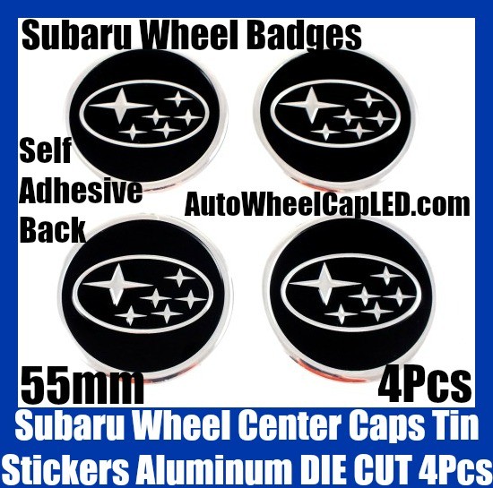 Subaru Wheel Center Caps Tin Roundels Stickers Aluminum DIE CUT 55mm Emblems Badges