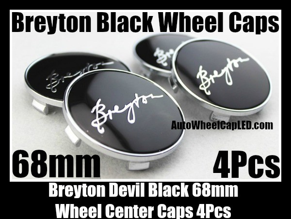 BMW Breyton Devil Black Silver Wheel Center Hubs Caps 68mm 4Pcs Roundel Emblems Badges Curve Metal Aluminium