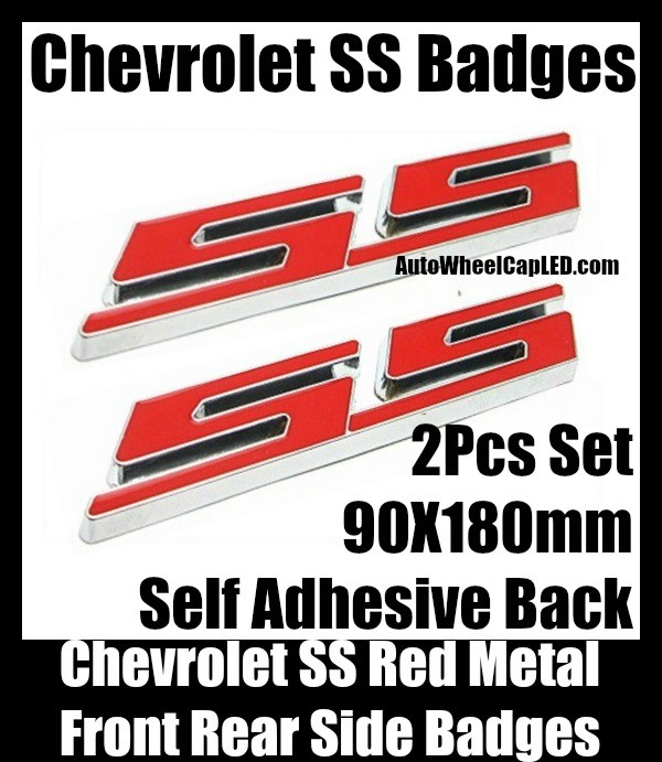 Chevrolet Chevy SS Red Hot Badges Emblems Front Trunk Rear Sides Metal Alloy Stickers 2Pcs Set