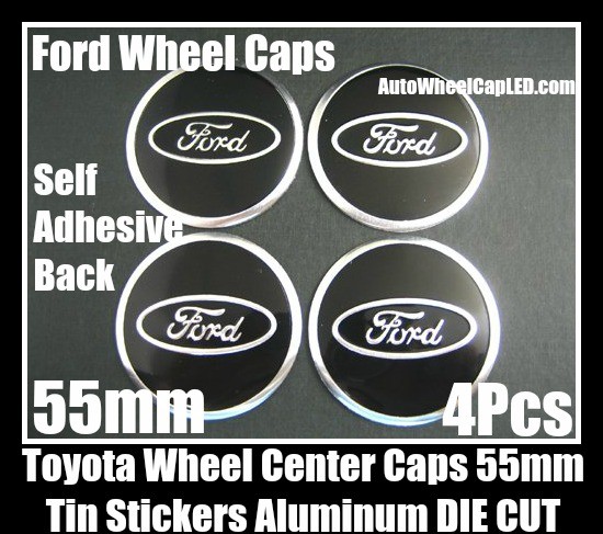 FORD Wheel Center Caps Emblems Tin Stickers Aluminum 55mm DIE CUT 3D 4Pcs Set