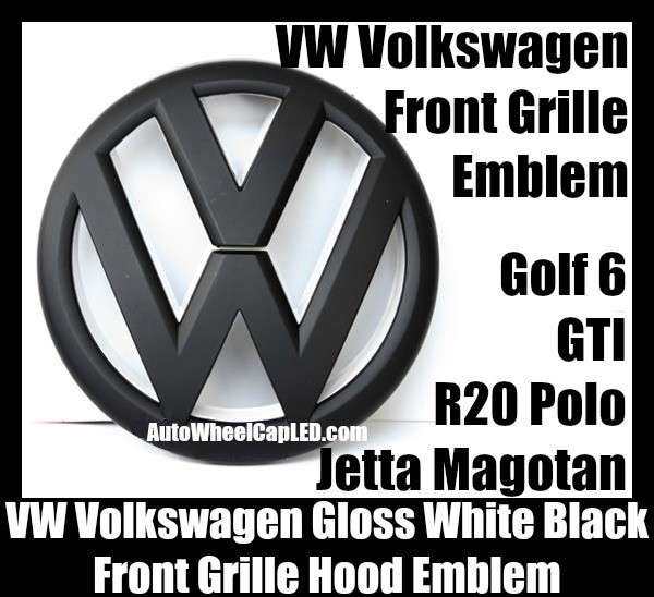 VW Volkswagen Matte White Black Front Grille Emblem Badge Golf 6 MK6 GTI GTIs R20 New Polo Jetta Magotan Bonnet Hood