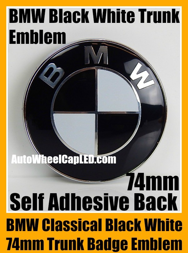 BMW Classic Black White 74mm Trunk Emblems Badge Roundel Boot Self Adhesive Back Stickers Aluminium Alloy