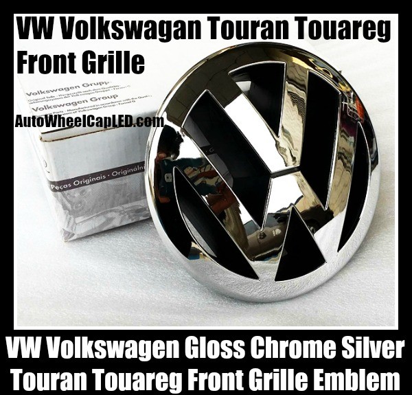 VW Volkswagen Gloss Chrome Silver Front Grille Emblem Badge Touran Touareg Bonnet Hood