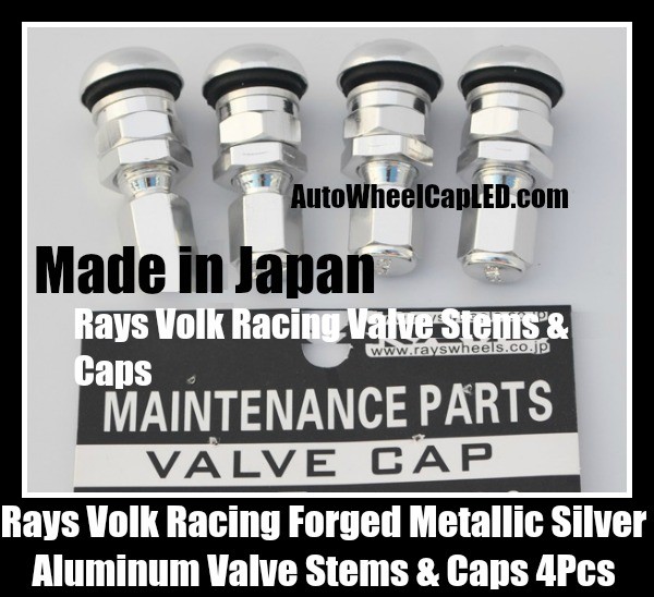 Rays Volk Racing Forged Metallic Silver Aluminum Tire Valve Stems Caps Japan Wheels Rims Work Japan 4Pcs Set