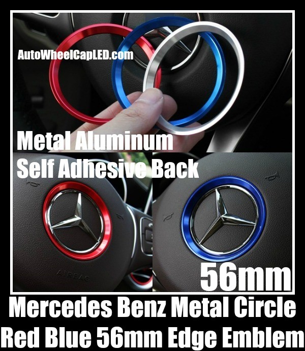 Mercedes Benz Blue Red 56mm Metal Steering Wheel Horn Circle Edge Emblems Badges Aluminum Alloy
