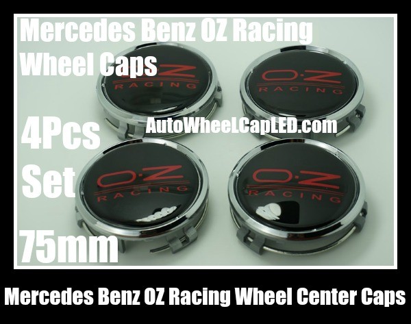 Mercedes Benz OZ Racing Devil Black Red Wheel Center Caps 75mm Hubs Roundels Emblems Badges CLK ML GL SL CL E C S Class 4Pcs