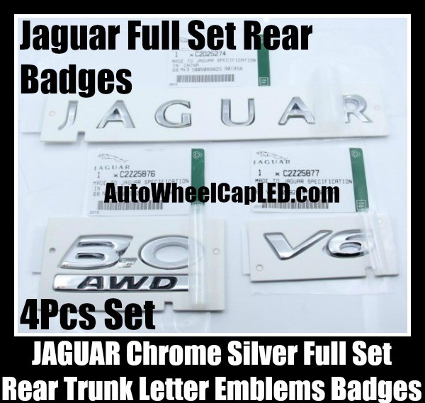 JAGUAR 3.0 AWD V6 Letter Badges Emblems Rear Trunk PN C2Z25877 C2025274 C2Z25876 4Pcs Full Set XF XK XJ F X Type XJS XJ6 XJ8 XJX J8 XK8 XK8