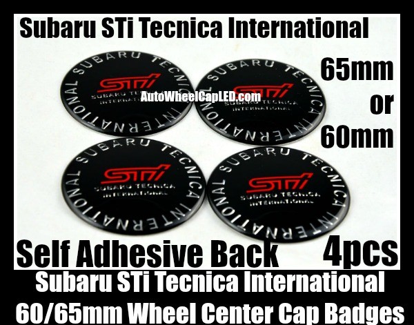 Subaru STi Tecnica International 60mm 65mm Wheel Center Caps Emblems Badges Self Adhesive Back Stickers Impreza WRX STi BBS Legacy Tribeca 4Pcs