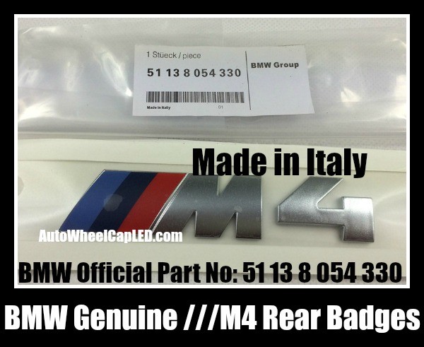 BMW Genuine ///M4 Power 4 Series Blue Red Metallic Silver Trunk Rear Boot Emblems Badges 51138054330 51 13 8 054 330
