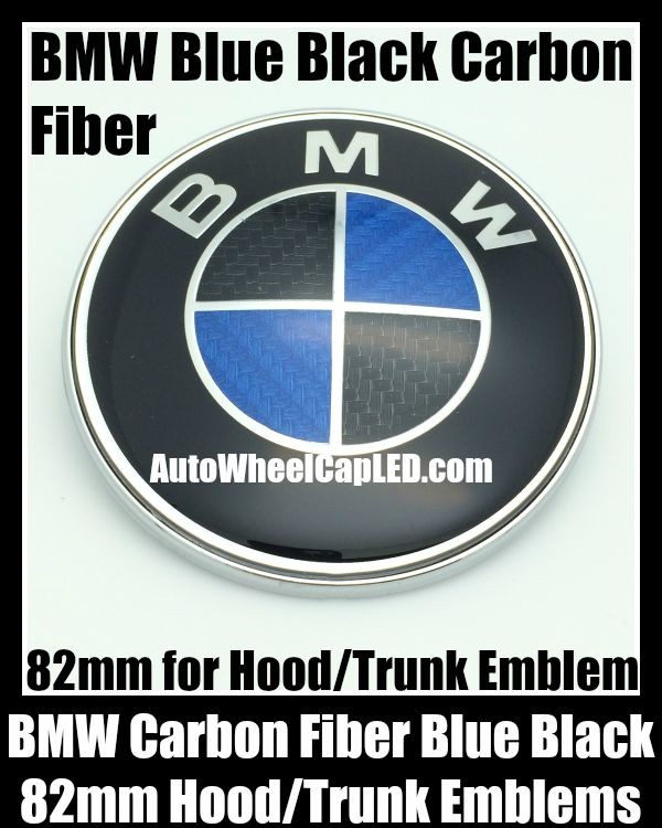 BMW Carbon Fiber Blue Black 82mm Hood Trunk Emblem Bonnet Boot Badge Roundel 2Pins