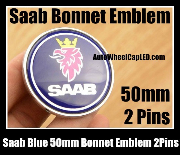 Saab Black Blue 50mm Hood Emblems Badges Roundel Bonnet Aluminium 93 9-3 9-5 900 9000 9-3X 9-7X