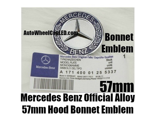 Mercedes Benz Official Blue Silver 57mm Hood Badge Emblem Bonnet Metal A 171 400 01 25 5337 Class W E S C CLK SLK Series A17140001255337