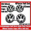 VW Volkswagen 65mm Black Chrome Silver Wheel Center Emblems Caps 3B7 601 171 Golf Bora Jetta Polo Passat 4Pcs Set 3B7601171