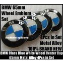 BMW Blue White 65mm Curve Wheel Center Caps Emblems Stickers Metal Aluminum Alloy 4Pcs in Set