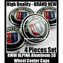 BMW ALPINA Wheel Center Hubs Caps 68mm 4Pcs Roundels Emblems Badges Curve Metal Aluminium