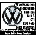 VW Volkswagen Gloss White Black Front Grille Emblem Badge Golf 6 MK6 GTI GTIs R20 New Polo Jetta Magotan Bonnet Hood