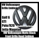 VW Volkswagen Full Matte Black Front Grille Emblem Badge Golf 6 MK6 GTI GTIs R20 New Polo Jetta Magotan Bonnet Hood
