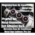 Mercedes Benz Blue Red Air-Conditioner Metal Edges Emblems Badges 7Pcs Aluminum Alloy Full Set C GLK Class