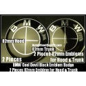 BMW Full Devil Black 82mm Hood Trunk Emblems Bonnet Boot Roundels Badges 2Pcs Set 2Pins
