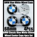 BMW Classic Blue White 68mm Wheel Center Hubs Caps Roundels 4Pcs Emblems Badges Aluminium Alloy