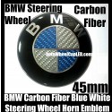 BMW Blue White Carbon Fiber Steering Wheel Horn Emblem Badge Roundel 45mm