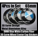 BMW Carbon Fiber Blue White Wheel Center Hubs Caps 65mm Roundel Emblems Badges Stickers 4Pcs Curve