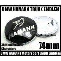 BMW Hamann 74mm Black Silver Trunk Boot Emblem Badge Chrome Motorsport GMBH 2Pins