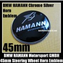 BMW Hamann Steering Wheel Horn Emblem 45mm Black Chrome Silver Bird Motorsport GMBH Aluminum Alloy