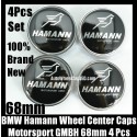 BMW Hamann Motorsport GMBH Black Silver Bird 68mm Wheel Center Hubs Caps Roundels 4Pcs Emblems Badges Aluminium Alloy