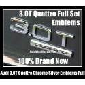 Audi 3.0T Quattro Rear Trunk Black Chrome Silver Letters Emblems Badges A3 A4 A5 A6 A7 A8 Q3 Q5 Q7 TT A4L A6L