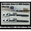 Mercedes Benz 6.3 AMG 2Pcs Side Emblems Stickers Badges A 000 817 02 14 PN C63 E63 S63 CL63 CLS63 SL63 CLK63 ML63 G63