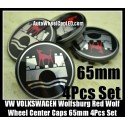 VW Volkswagen Wolfsburg Black Chrome Silver Red Wolf Wheel Center Caps 65mm 3B7 601 171 4Pcs Set Golf Bora Jetta Polo Passat 3B7601171