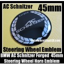 BMW AC Schnitzer Forged Steering Wheel Horn Emblem 45mm Black Chrome Silver Aluminum