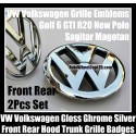 VW Volkswagen Gloss Chrome Silver Front Grille Rear Emblems Badges Golf 6 MK6 GTI GTIs R20 New Polo Sagitar Magotan Bonnet Hood Boot Trunk 2Pcs