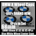 BMW X Series  X1 X3 X6 X5 68mm Wheel Center Caps Blue White 4Pcs Set