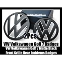 VW Volkswagen Golf 7 Matte White Black Front Grille Hood Rear Trunk Emblems Badges 2Pcs Set Bumper
