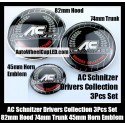 BMW AC Schnitzer Drivers Collection Emblems Badge Hood 82mm Trunk 74mm Steering Wheel Horn 45mm 3Pcs Set