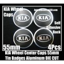 KIA Wheel Center Caps Emblems Tin Stickers Aluminum 55mm DIE CUT Roundels 3D 4Pcs Set