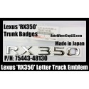 Lexus 'RX350' Chrome Silver Emblems Letters Rear Trunk Stickers P/N 75443-48130 Made in Japan
