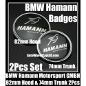 BMW Hamann Black Silver 2Pcs 82mm Hood 74mm Trunk Emblems Badges Roundels Bonnet Boot Motorsport GMBH